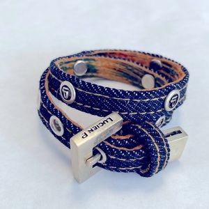 denim/sterling silver bracelet